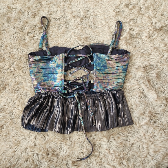 Free People Sabina Musáyev‎ Burnished Metal Pleated Laminate Dark Silver Set XL - Picture 7 of 16